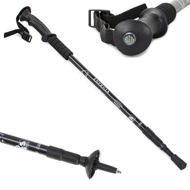 Nordic Walking Stock Teleskop 64-135 cm – Alu Antischock Wanderstock mit Korkgriff