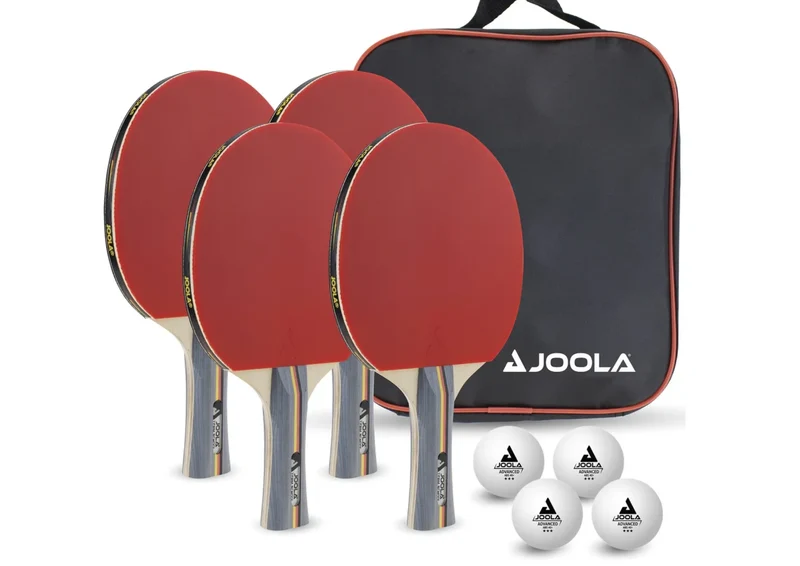 JOOLA Tischtennis Set Team School mit 4 Schlägern 4 Bällen & Tasche