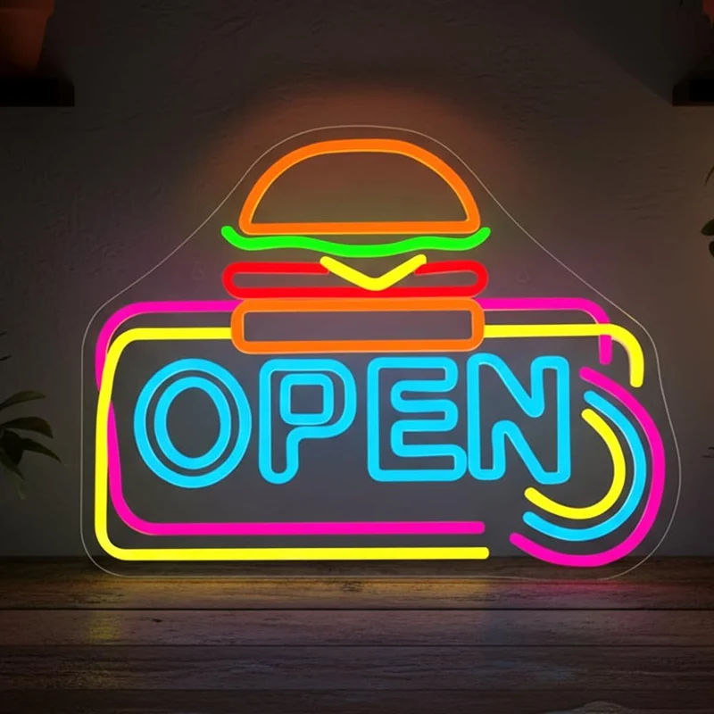 LED Open Neon Schild 41×32,5 cm – USB betrieben & dimmbar für Bar & Geschäft