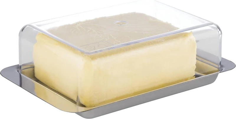 APS Edelstahl Butterdose für 250g Butter mit Deckel – Butterbehälter für Kühlschrank und Frühstückstisch