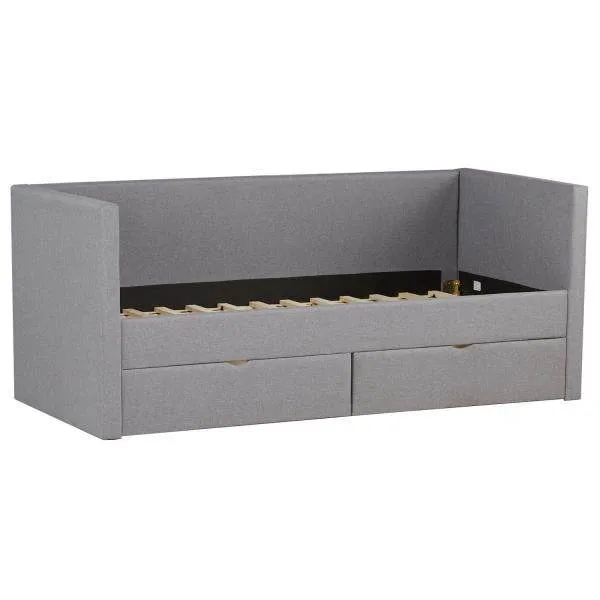 Polsterbett 90x200 cm Grau Bettkasten Tagesbett Schlafcouch Ausziehbar