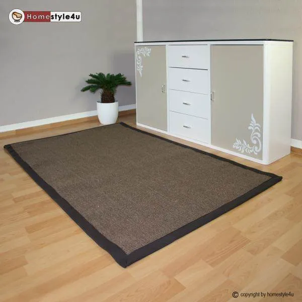 Sisalteppich Bordürenteppich 245 cm x 345 cm Naturfaser Sisal Teppich Braun