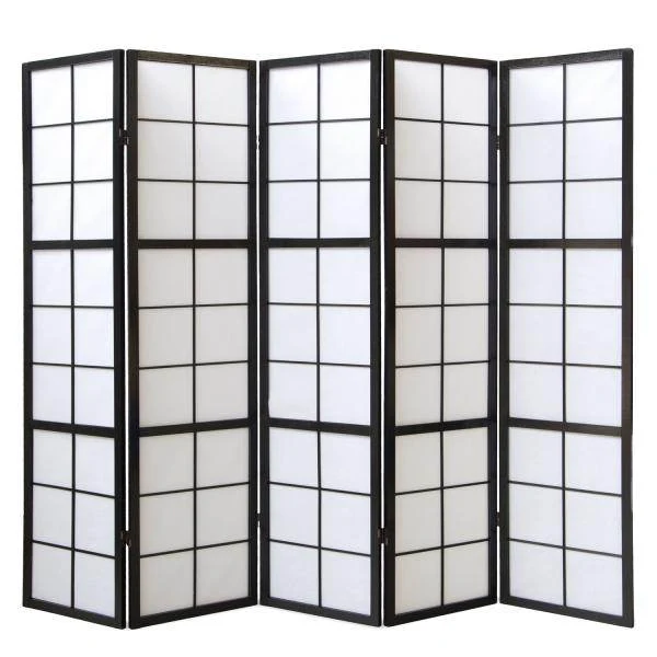 5fach Paravents Paravent Trennwand Raumteiler Shoji schwarz