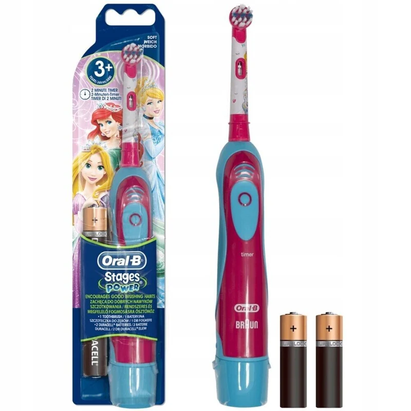 Oral-B Stages Power Kinder Zahnbürste Disney Princess – Batteriebetrieben mit 2-Minuten-Timer