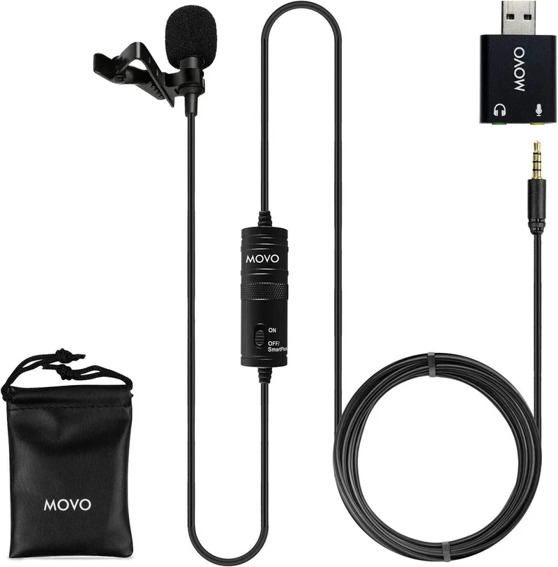 Professionelles Lavalier Mikrofon USB,Kondensator Ansteckmikrofon mit Soundkarte