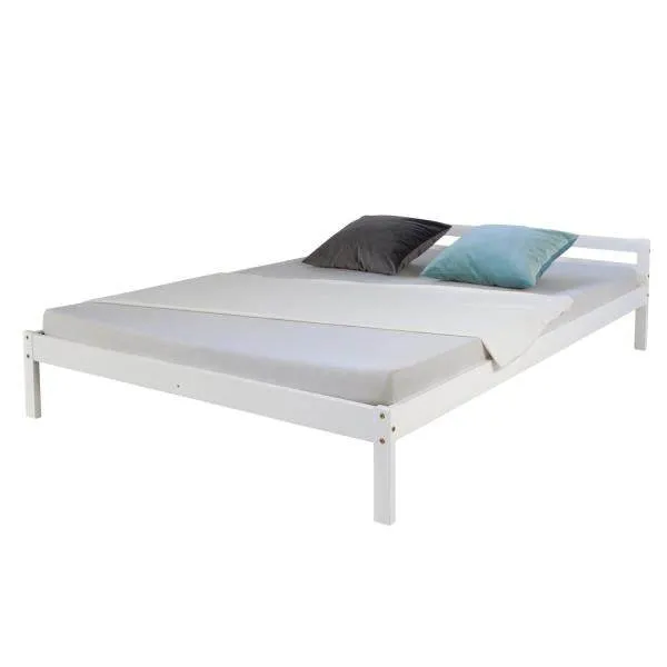 Holzbett Doppelbett Futonbett 140x200 weiss Kiefer Massivholz
