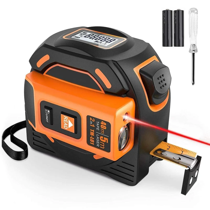 Tacklife TM-L01 Laser-Entfernungsmesser 40m mit 5m Maßband – HD-Display, Magnethaken, 2-in-1 Messgerät