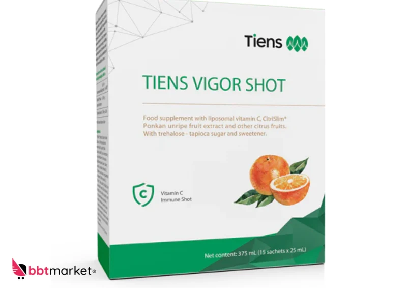 TIENS Vigor Shot Vitamin C Nahrungsergänzung – 15 Trinkampullen mit Vitamin C und Zitrusfrucht-Extrakten