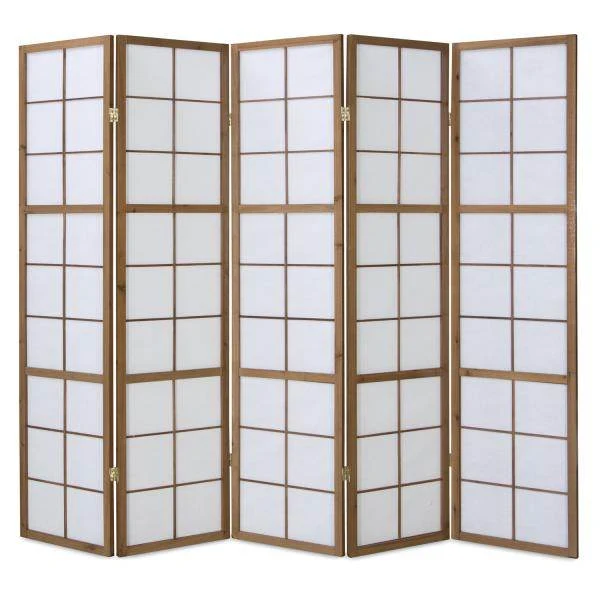 5fach Holz Paravent Raumteiler Shoji Wand tabak
