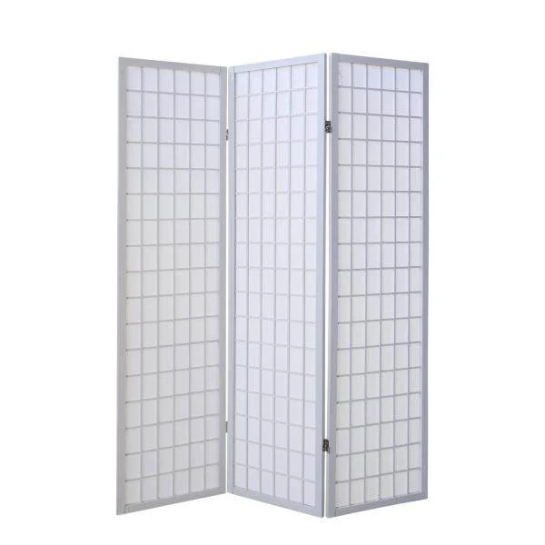 3 fach Holz Paravent Raumteiler Shoji weiss
