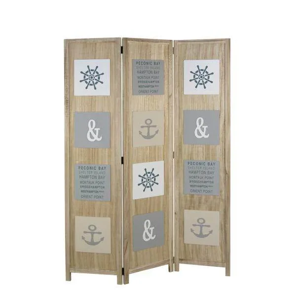 Paravent Raumteiler 3 fach Holz natur