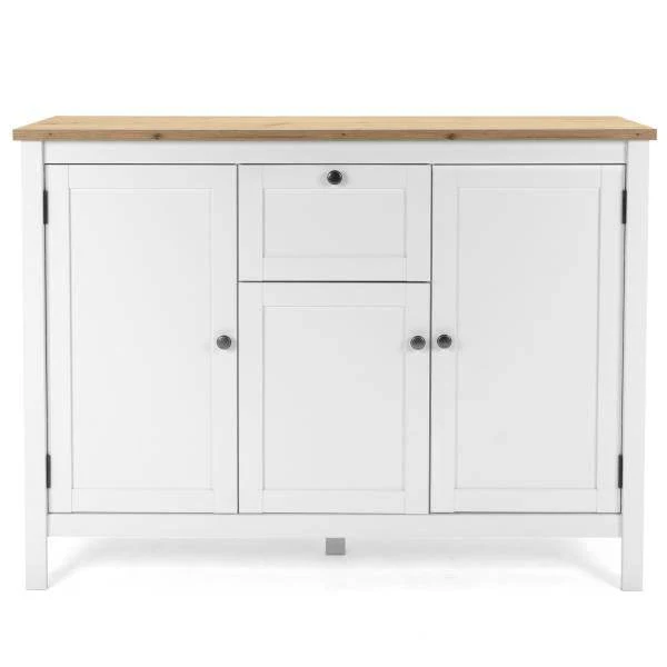 Sideboard Kommode Wohnzimmerschrank Holz Weiss Natur