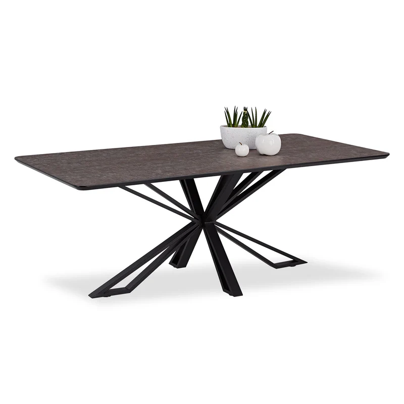 Esstisch 200x100 cm Industrial Style Schwarz Braun