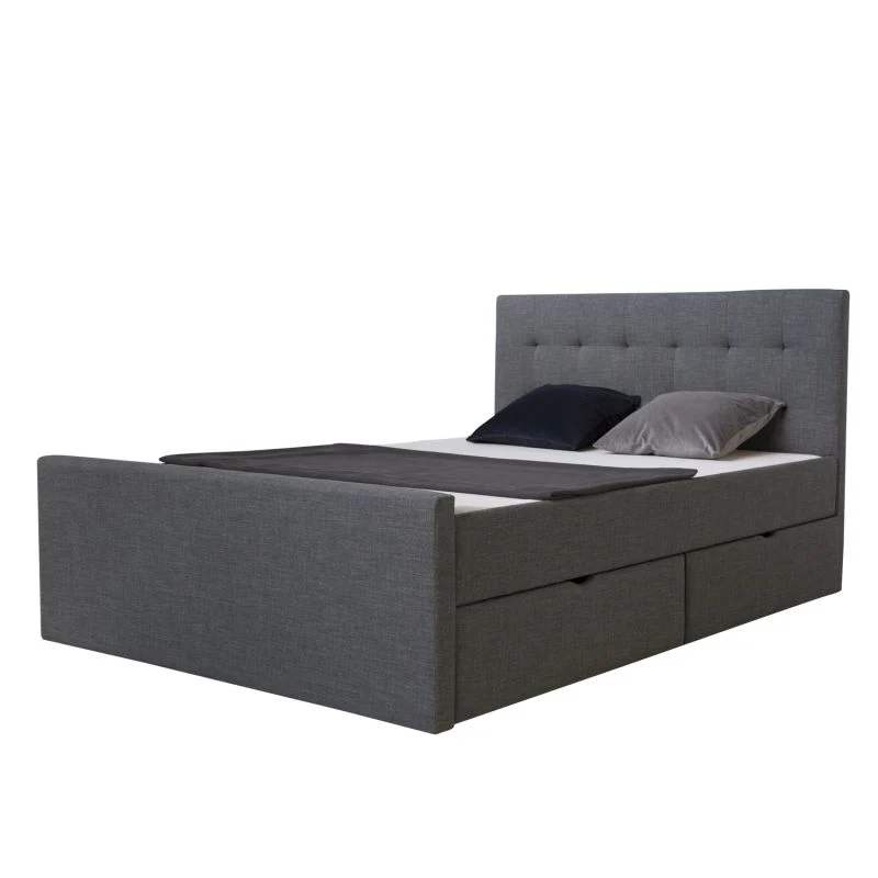 Polsterbett 120x200 mit 2 Bettkästen und Lattenrost Grau