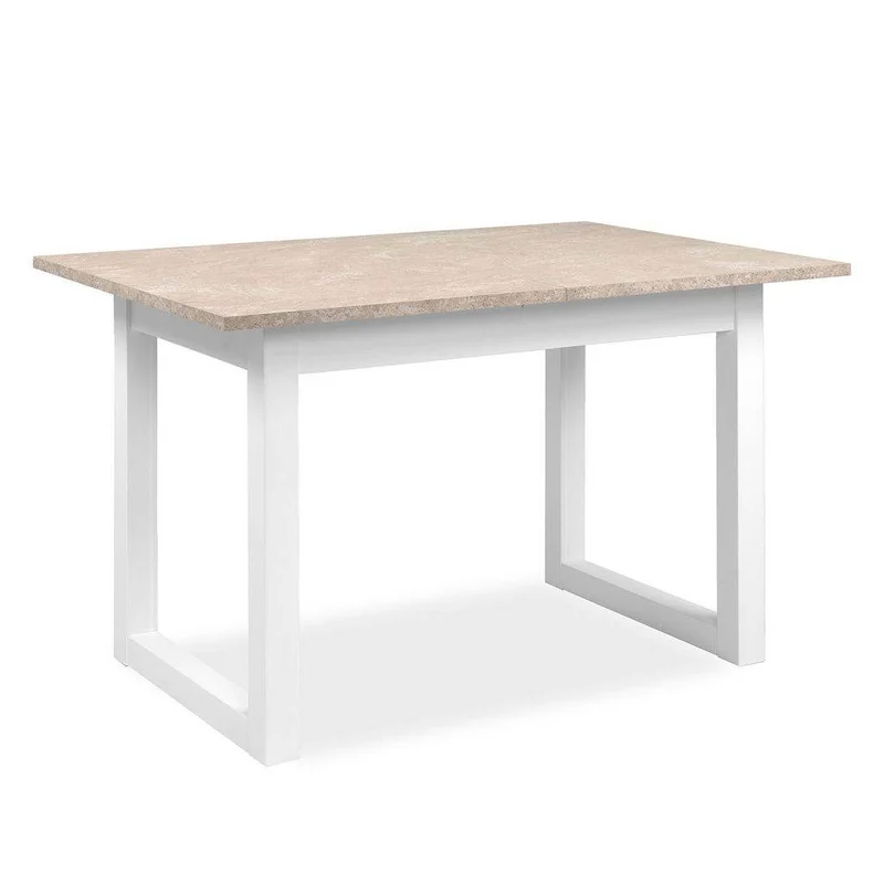 Esstisch ausziehbar 120x80 cm Sandstein Weiss