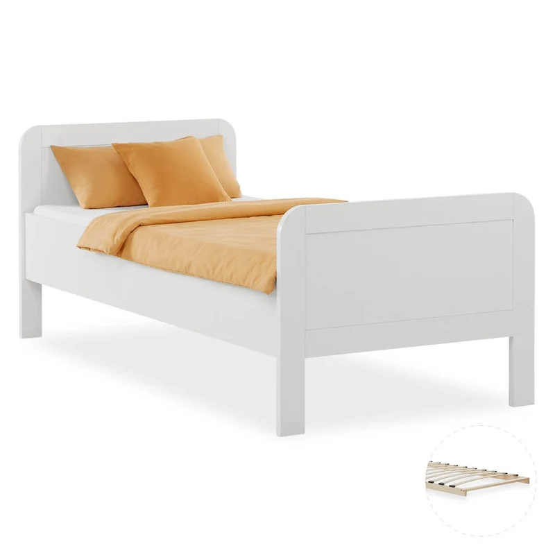 Komfortbett 90x200 mit Lattenrost Seniorenbett Höhenverstellbar Holzbett Weiss