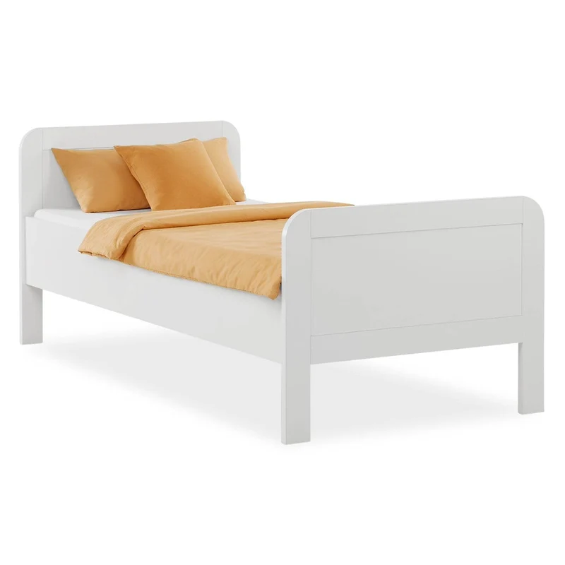 Holzbett 90x200 cm Höhenverstellbar Weiss Eiche