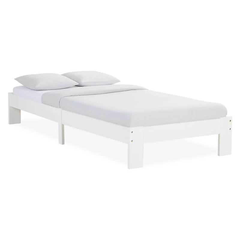 Holzbett 90x200 cm Weiss | Einzelbett | mit Lattenrost | massiv | Kind Jugend Gast