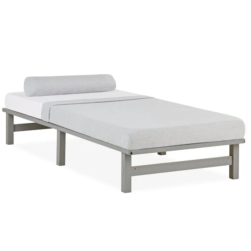 Palettenbett 90x200 cm Grau | Einzelbett | mit Lattenrost | Holz | Kind Jugend Gast