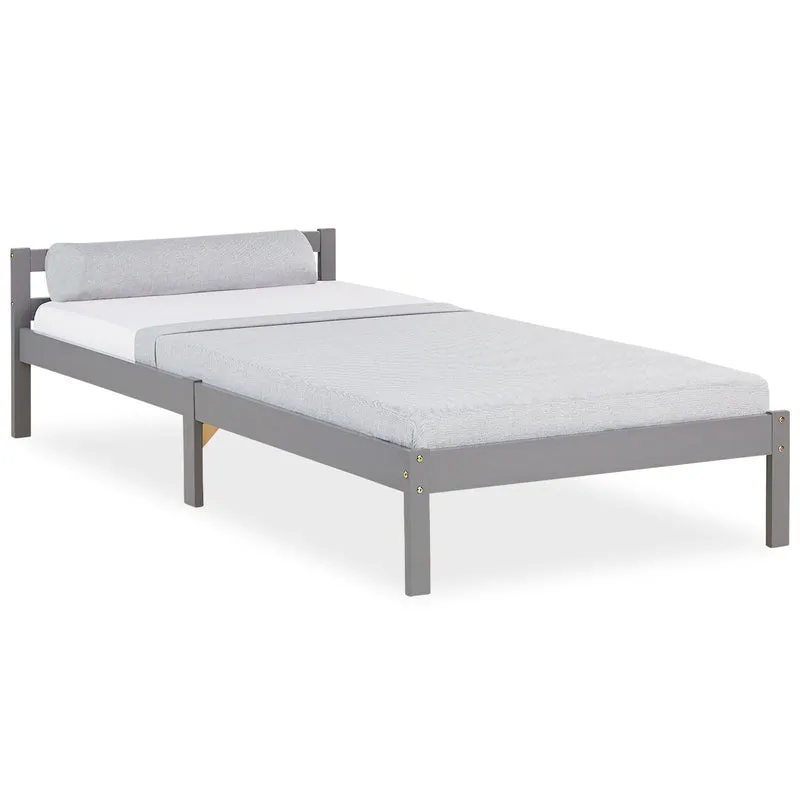 Palettenbett 90x200 cm Grau | Einzelbett | mit Lattenrost | Holz | Kind Jugend Gast