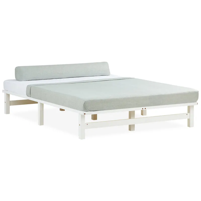Palettenbett 140x200 cm Weiss | Doppelbett | mit Lattenrost | Holz | Kind Jugend Gast