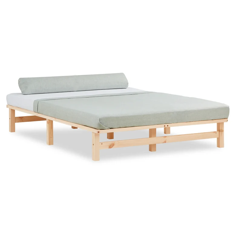Palettenbett 140x200 cm Natur | Doppelbett | mit Lattenrost | Holz | Kind Jugend Gast