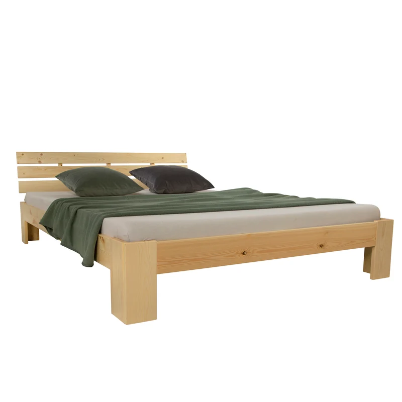 Holzbett 180x200 cm Natur | Doppelbett | mit Lattenrost | massiv | Kind Jugend Gast