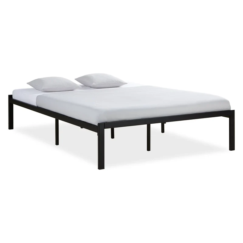 Metallbett 140x200 cm Schwarz Doppelbett Futonbett Bettgestell Lattenrost Gästebett
