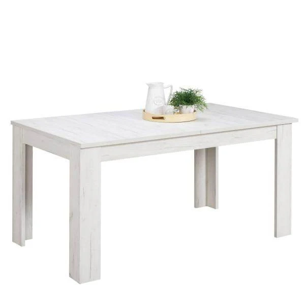 Esstisch ausziehbar Holztisch 160x90 cm Holz Massiv Weiss Vintage