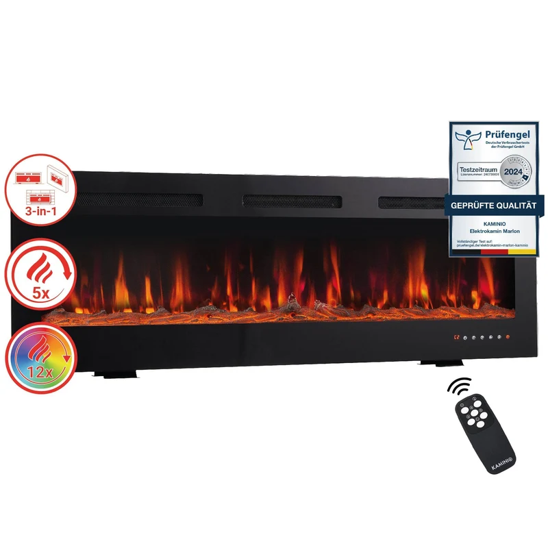 KAMINIO 3-in-1 Elektrokamin MARLON mit Heizung, 3D-Flammeneffekt - 50 Zoll