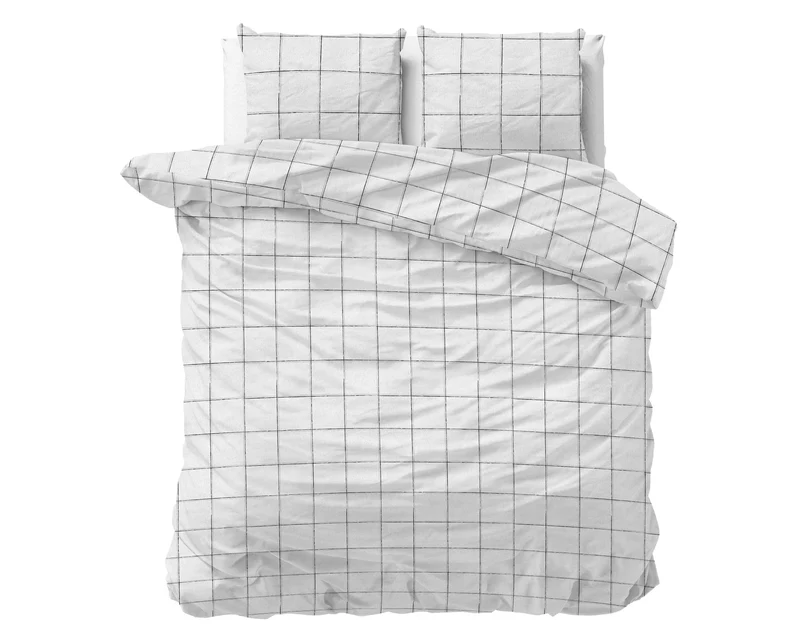 Bettbezug FL Deep check Weiss 240 x 220 cm
