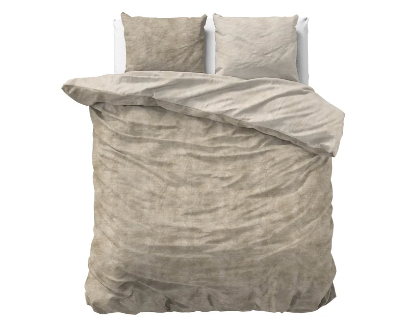 Bettbezug Flanel Washed Cotton Taupe 200 x 220 cm