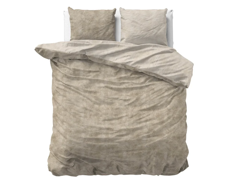 Bettbezug Flanel Washed Cotton Taupe 140 x 220 cm