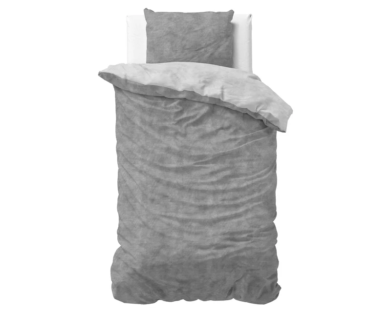 Bettbezug Flanel Washed Cotton Grau 140 x 220 cm