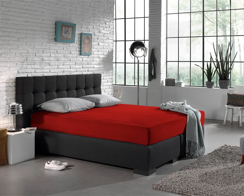 Einzel Jersey 135 gr. Spannbettlaken Rot 190/200 x 200/220 cm