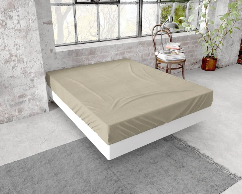 Flanel Premium Spannbettlaken Taupe 90 x 200/210 cm