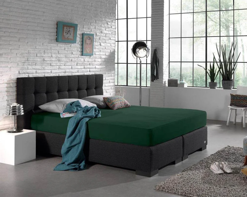 Doppelt Jersey 220 gr. Spannbettlaken Botanisch Grün 80/100 x 220 cm
