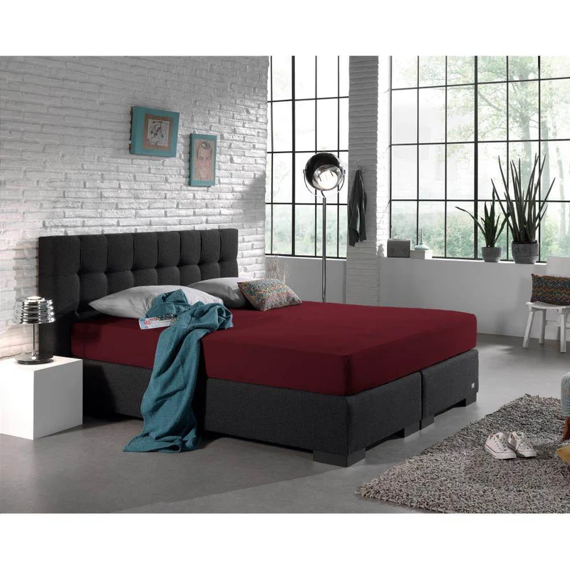 Doppelt Jersey 220 gr. Spannbettlaken Bordeaux 160/180 x 200/220 cm