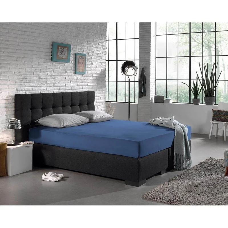 Einzel Jersey 135 gr. Spannbettlaken Blau 160/180 x 200 cm