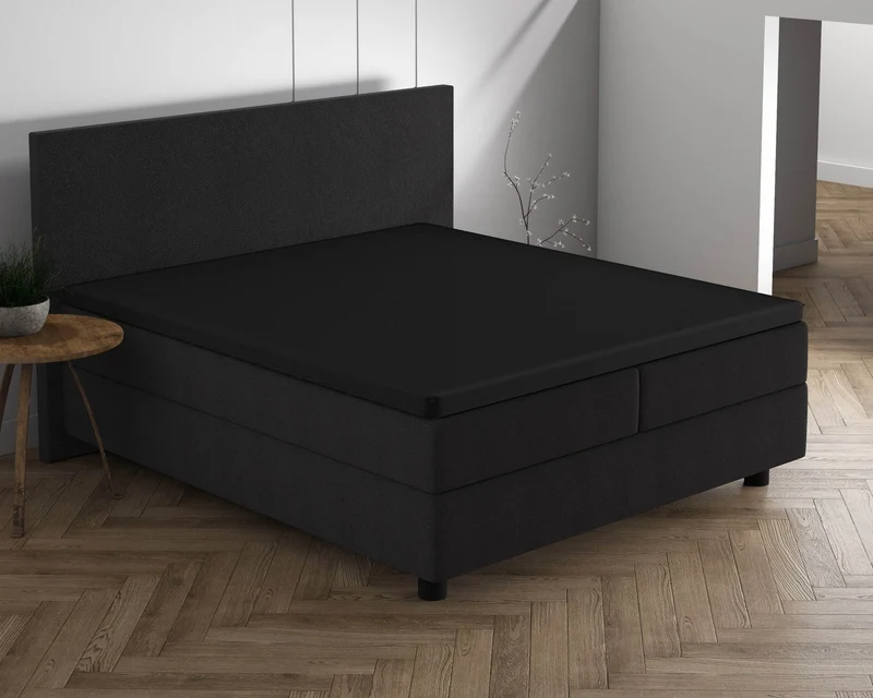 Doppelt Jersey 220 gr. Topper Spannbettlaken Schwarz 140 x 200/220 cm