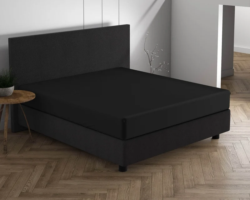 Doppelt Jersey 220 gr. Spannbettlaken Schwarz 190/200 x 220/230 cm