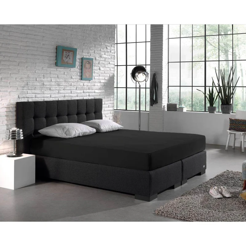 Doppelt Jersey 220 gr. Spannbettlaken Schwarz 140 x 200/220 cm