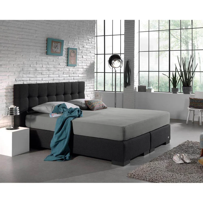 Doppelt Jersey 220 gr. Spannbettlaken Grau 190/200 x 220/230 cm