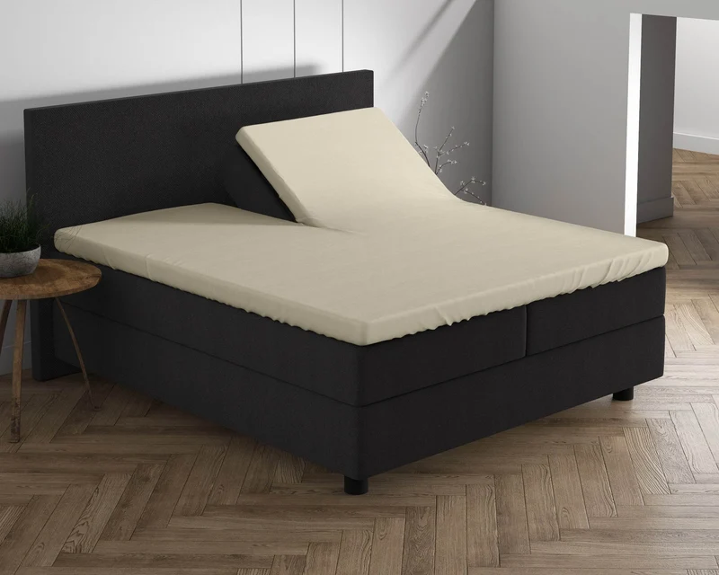 Doppelt Jersey 220 gr. Splittopper Spannbettlaken Creme 160 x 200/220 cm