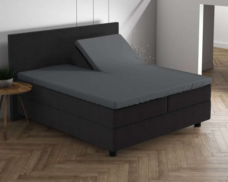 Doppelt Jersey 220 gr. Splittopper Spannbettlaken Anthrazit 160 x 200/220 cm