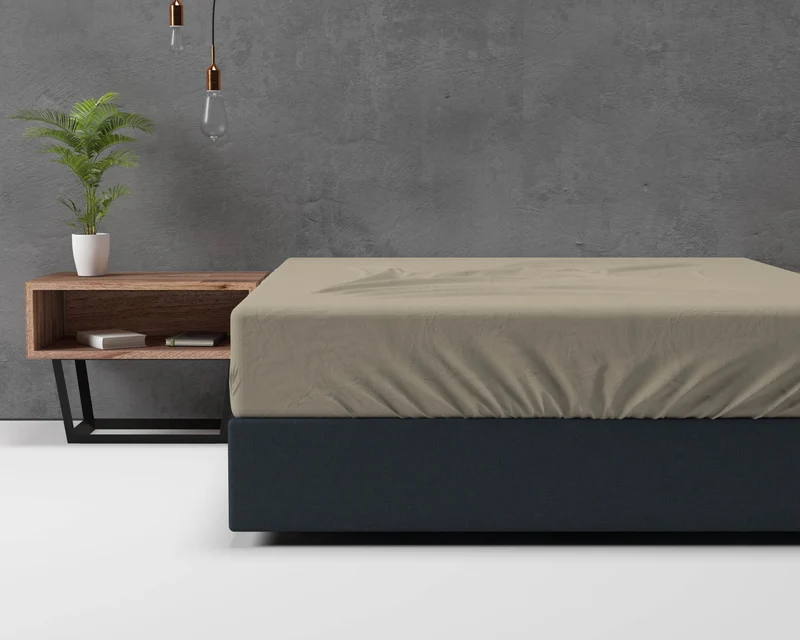 Flanel Basic Spannbettlaken Taupe 140 x 200 cm