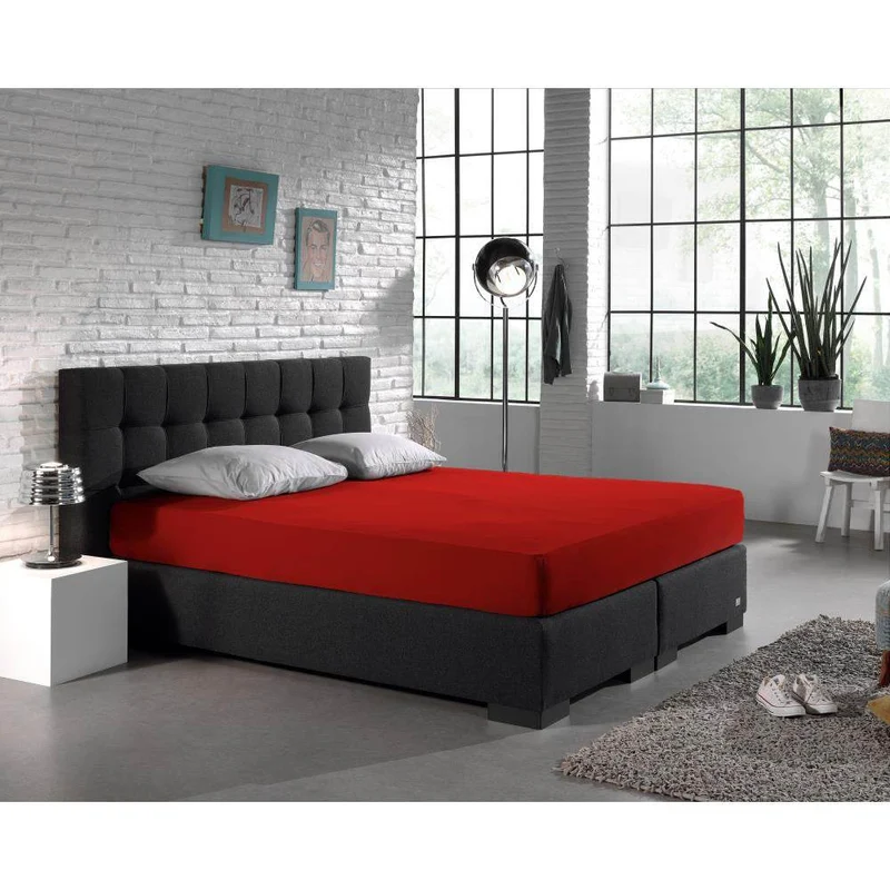Doppelt Jersey 220 gr. Spannbettlaken Rot 190/200 x 220/230 cm