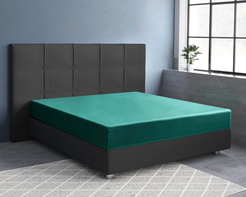 Satin Spannbettlaken Dunkelgrün 90 x 220 cm