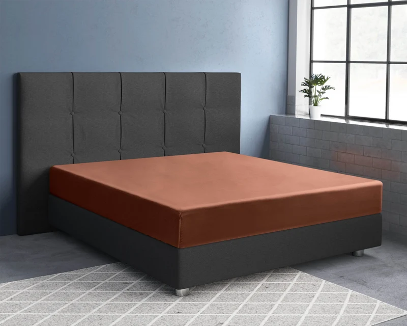Satin Spannbettlaken Braun 180 x 210 cm