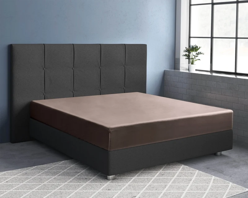 Satin Spannbettlaken Taupe 180 x 200 cm